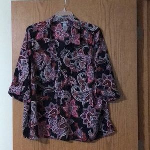 Black with pink and white paisley top